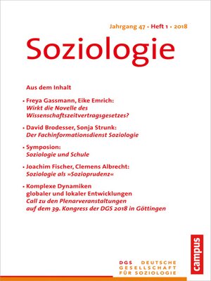 cover image of Soziologie 1/2018